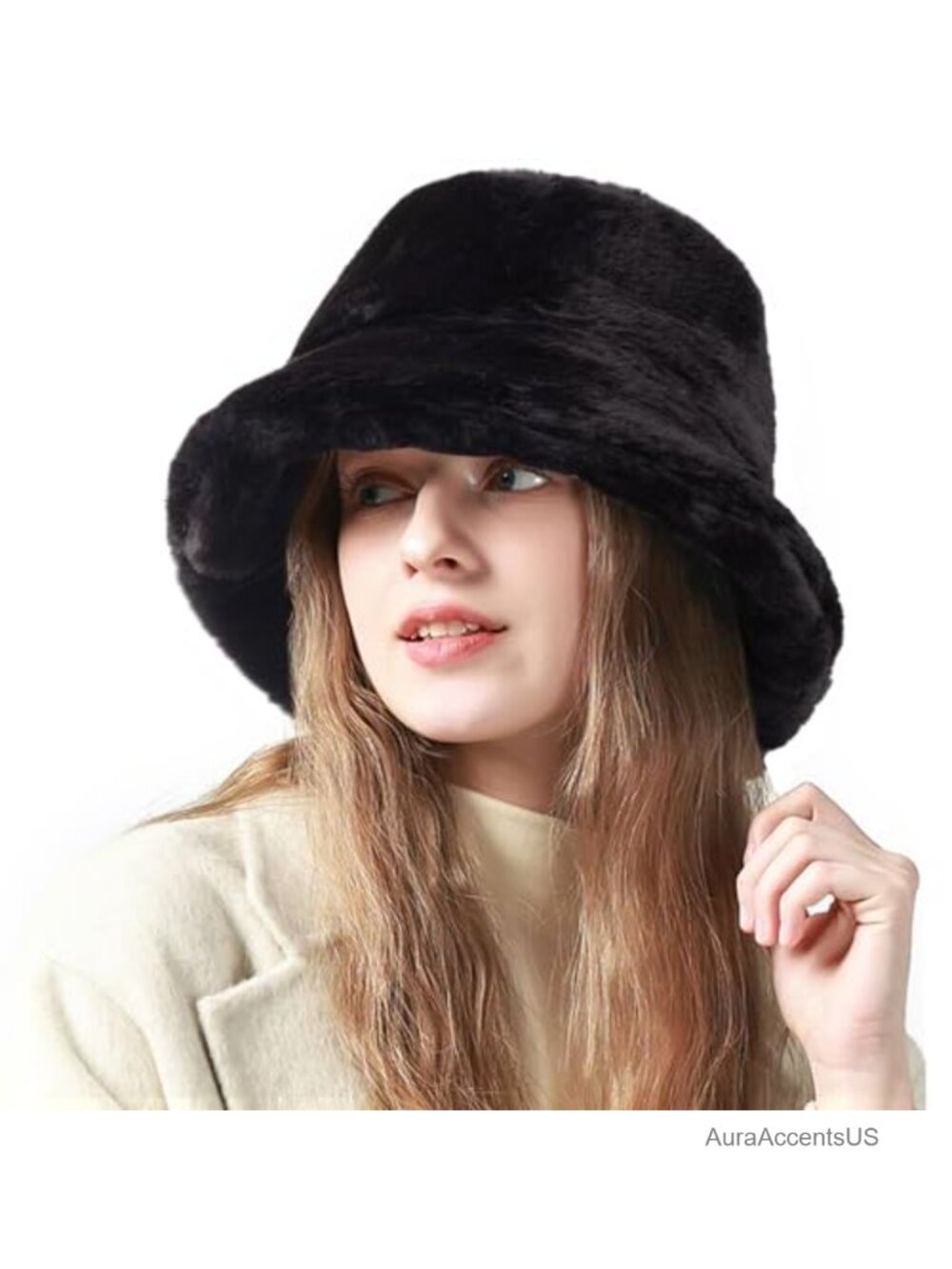 Fluffy Faux Fur Bucket Hat Winter Warm Hat
